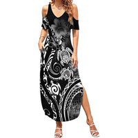 Aloha Hawaii Turtles Floral Summer Maxi Dress Obsidian Glaze