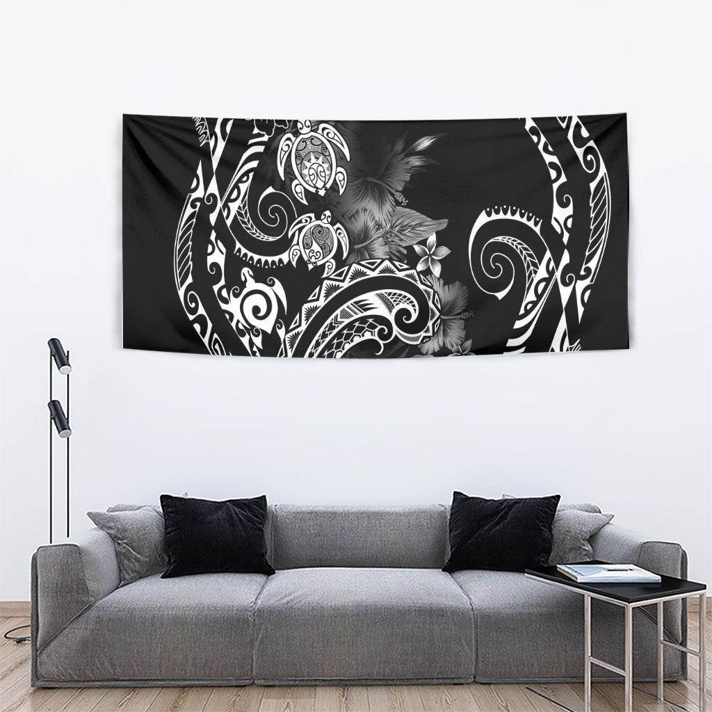 Aloha Hawaii Turtles Floral Tapestry Obsidian Glaze