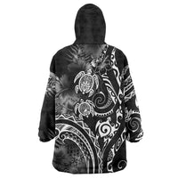 Aloha Hawaii Turtles Floral Wearable Blanket Hoodie Obsidian Glaze