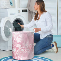 Aloha Hawaii Turtles Floral Laundry Basket Pink Marbles Glaze
