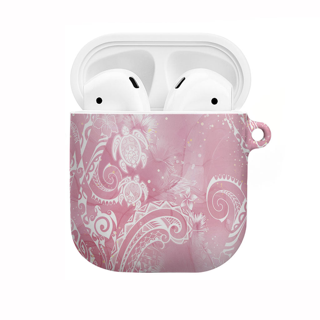 Aloha Hawaii Turtles Floral AirPods Case Pink Marbles Glaze