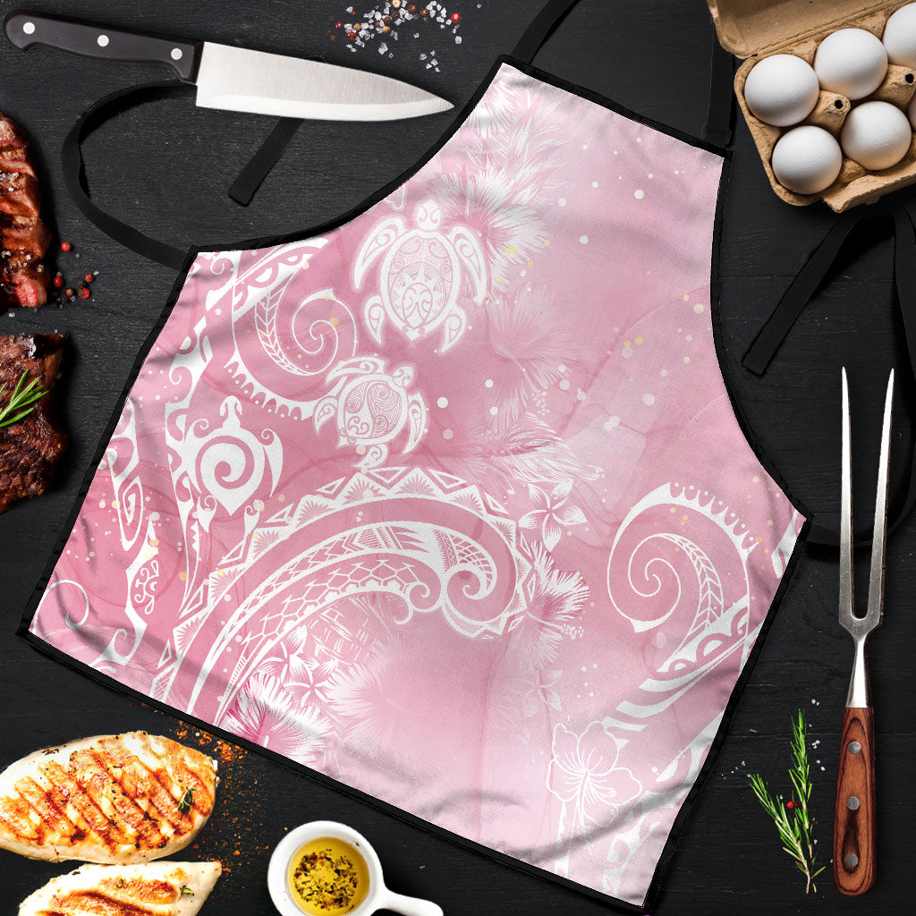 Aloha Hawaii Turtles Floral Apron Pink Marbles Glaze
