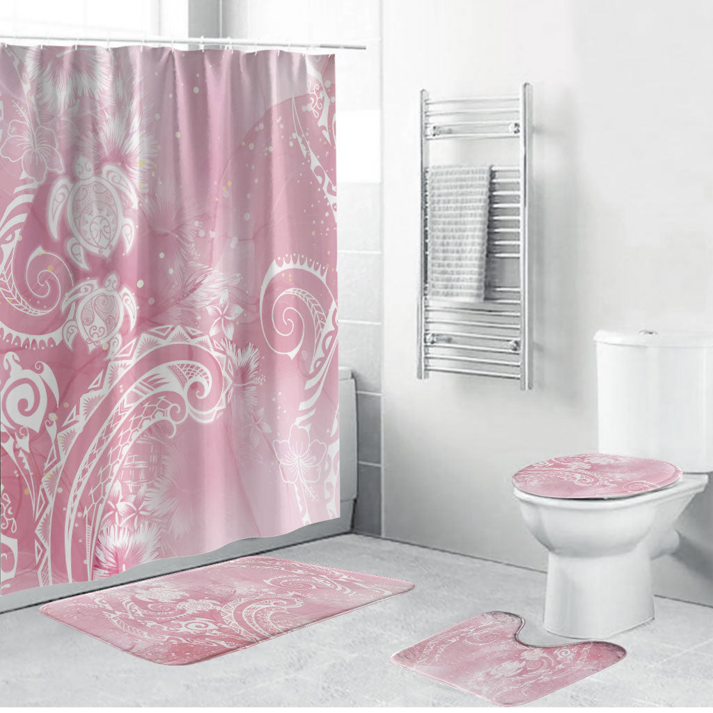 Aloha Hawaii Turtles Floral Bathroom Set Pink Marbles Glaze LT7 Bathroom Set (4 pcs) Pink - Polynesian Pride