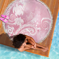 Aloha Hawaii Turtles Floral Beach Blanket Pink Marbles Glaze