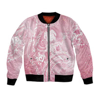 Aloha Hawaii Turtles Floral Bomber Jacket Pink Marbles Glaze