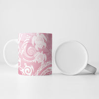 Aloha Hawaii Turtles Floral Ceramic Mug Pink Marbles Glaze