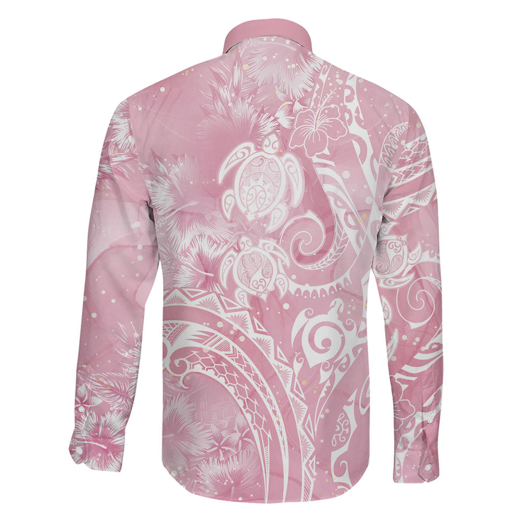 Aloha Hawaii Turtles Floral Family Matching Off Shoulder Short Dress and Hawaiian Shirt Pink Marbles Glaze