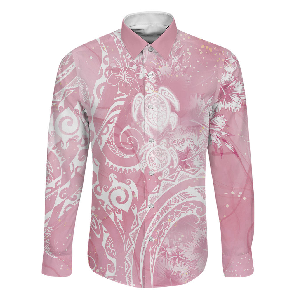 Aloha Hawaii Turtles Floral Family Matching Short Sleeve Bodycon Dress and Hawaiian Shirt Pink Marbles Glaze
