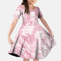 Aloha Hawaii Turtles Floral Family Matching Summer Maxi Dress and Hawaiian Shirt Pink Marbles Glaze