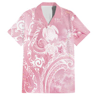 Aloha Hawaii Turtles Floral Family Matching Tank Maxi Dress and Hawaiian Shirt Pink Marbles Glaze