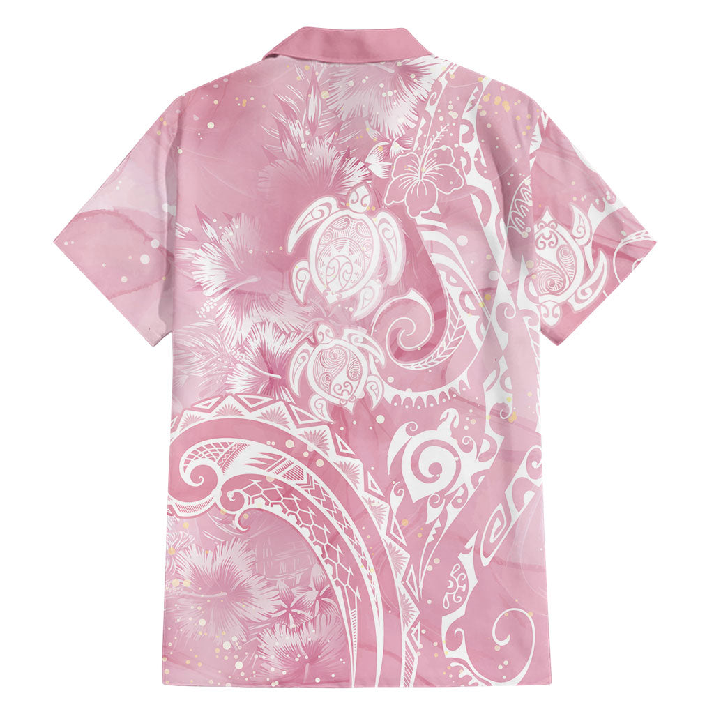 Aloha Hawaii Turtles Floral Family Matching Tank Maxi Dress and Hawaiian Shirt Pink Marbles Glaze