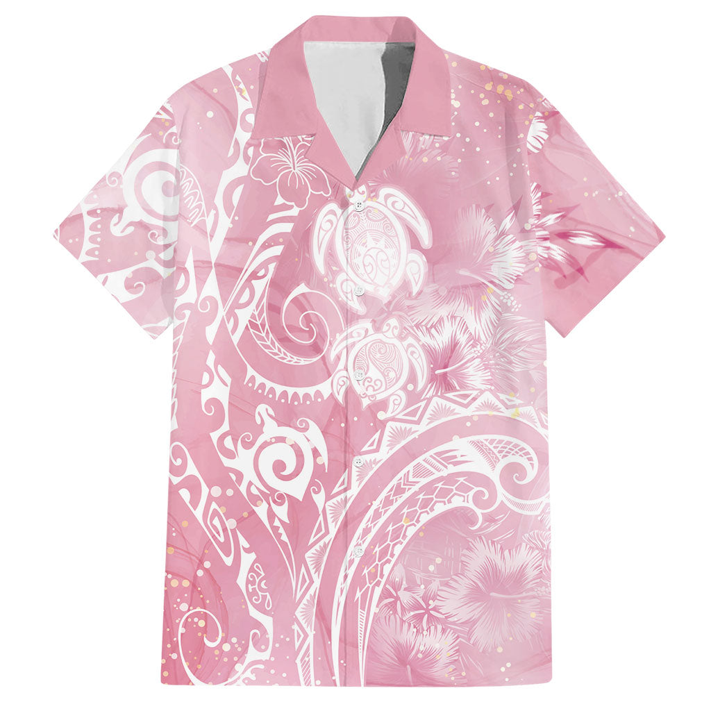 Aloha Hawaii Turtles Floral Hawaiian Shirt Pink Marbles Glaze
