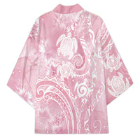 Aloha Hawaii Turtles Floral Kimono Pink Marbles Glaze