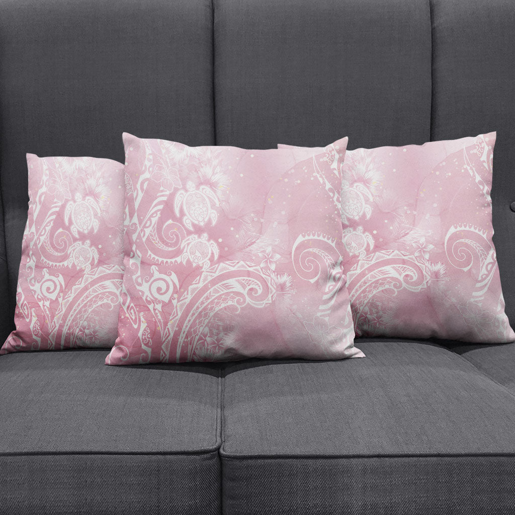 Aloha Hawaii Turtles Floral Pillow Cover Pink Marbles Glaze
