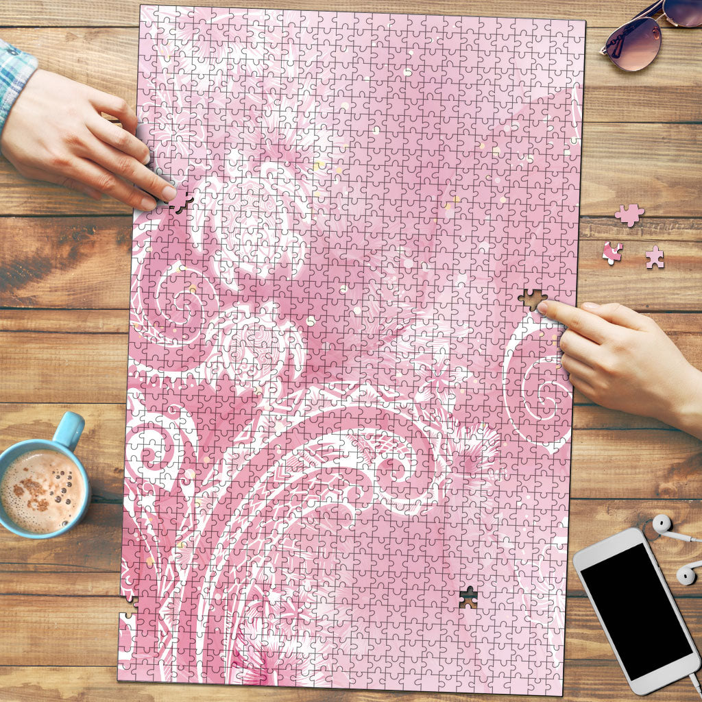 Aloha Hawaii Turtles Floral Puzzle Pink Marbles Glaze LT7 Pink - Polynesian Pride