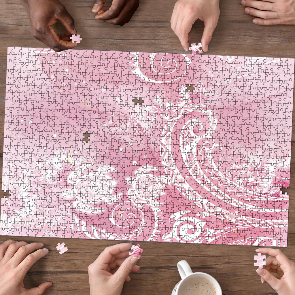 Aloha Hawaii Turtles Floral Puzzle Pink Marbles Glaze LT7 - Polynesian Pride