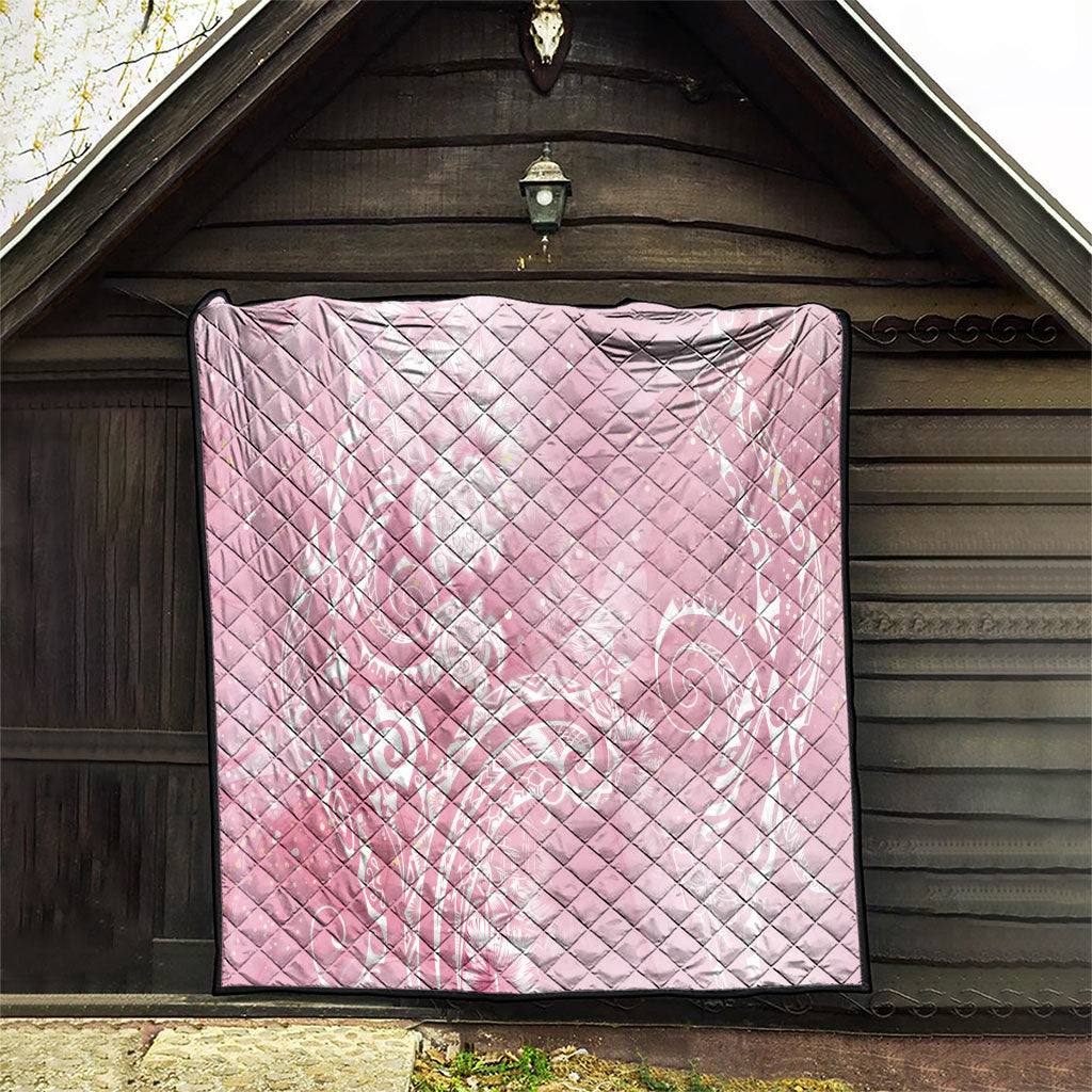 Aloha Hawaii Turtles Floral Quilt Pink Marbles Glaze