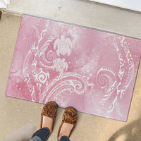 Aloha Hawaii Turtles Floral Rubber Doormat Pink Marbles Glaze
