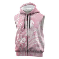 Aloha Hawaii Turtles Floral Sleeveless Zip Hoodie Pink Marbles Glaze