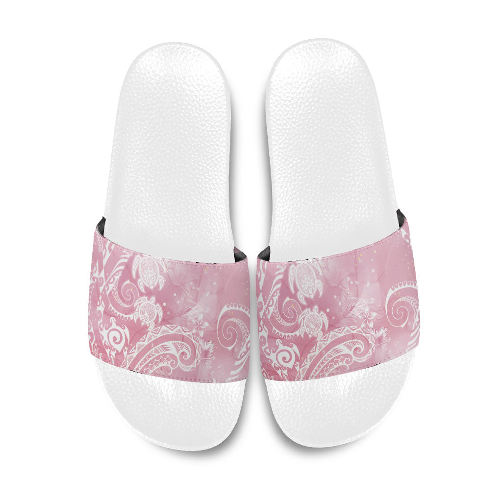 Aloha Hawaii Turtles Floral Slide Sandals Pink Marbles Glaze