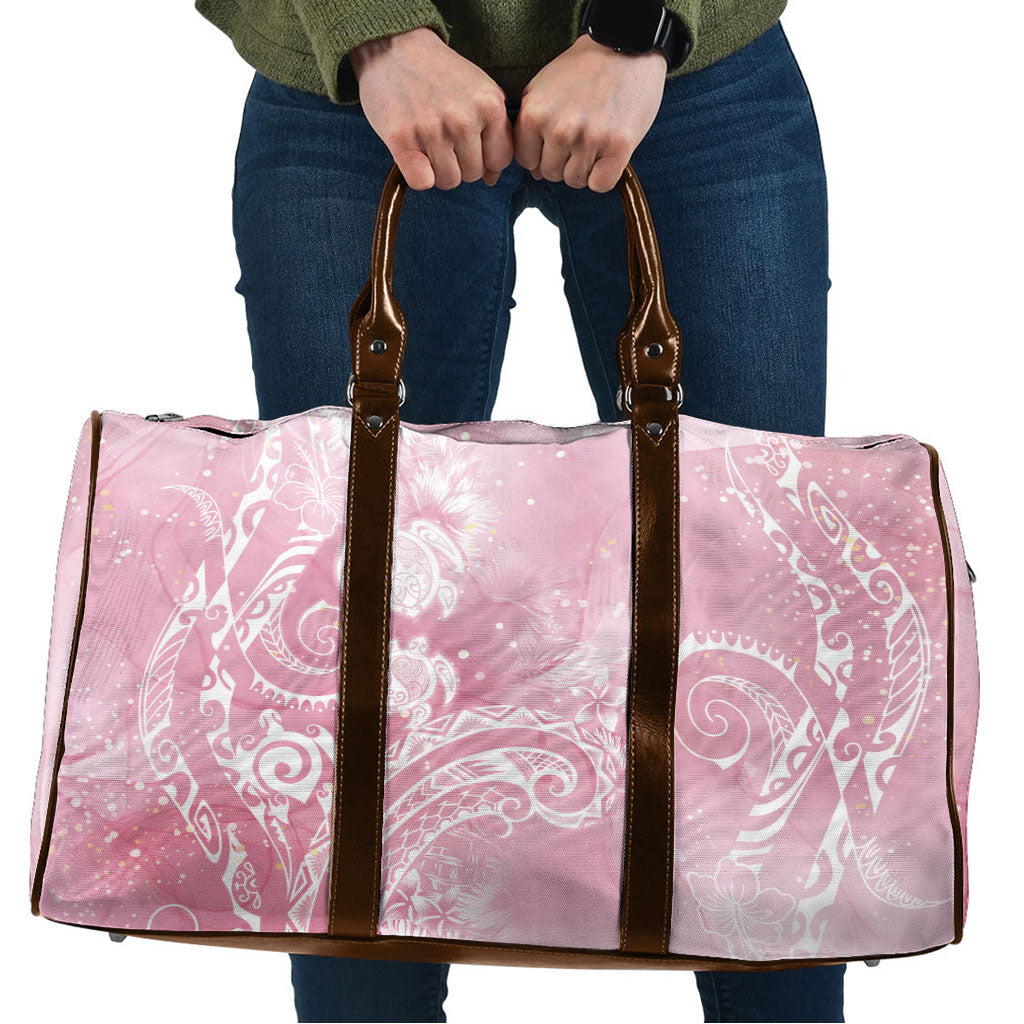 Aloha Hawaii Turtles Floral Travel Bag Pink Marbles Glaze