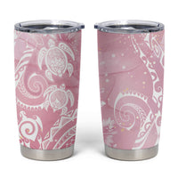 Aloha Hawaii Turtles Floral Tumbler Cup Pink Marbles Glaze