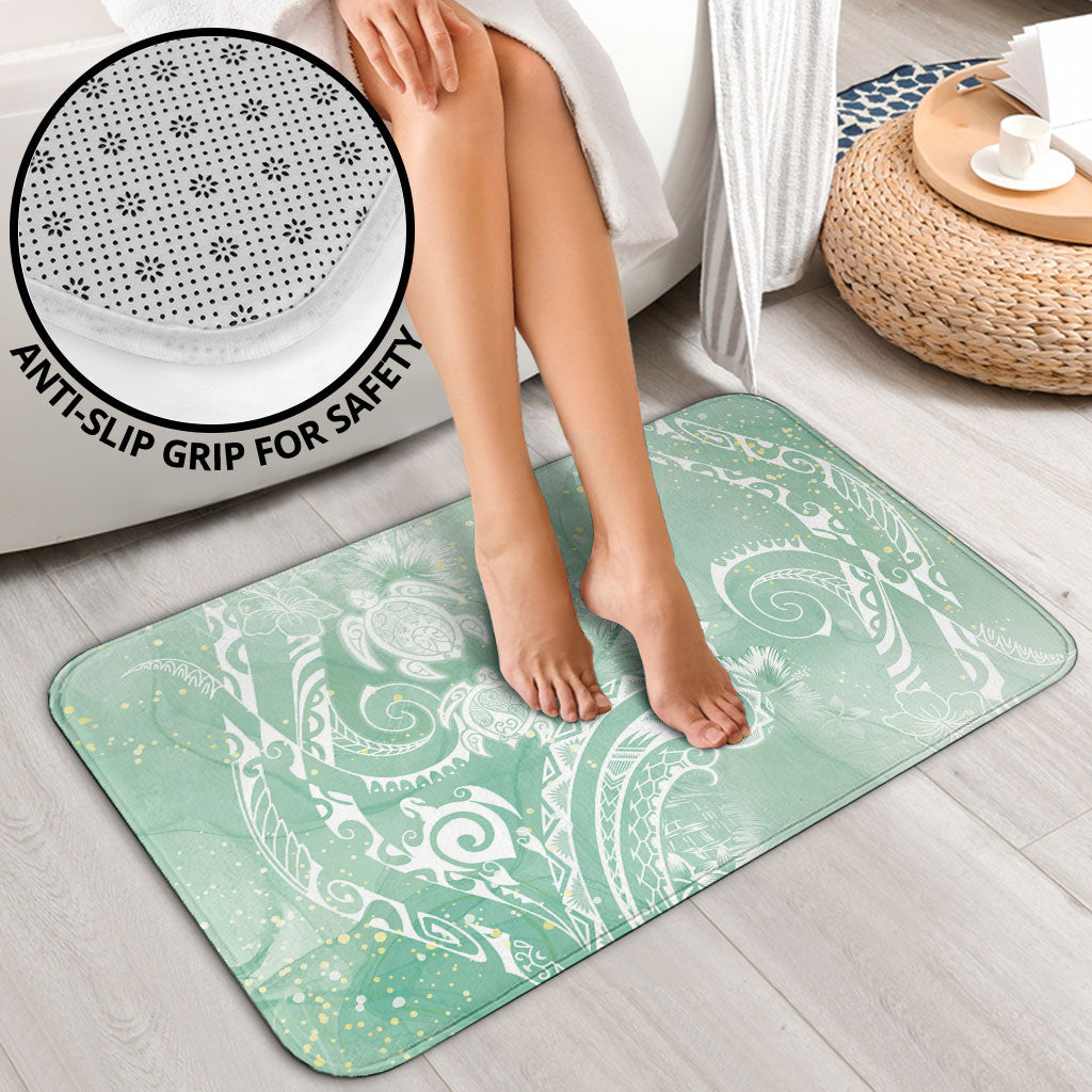 Aloha Hawaii Turtles Floral Bathroom Set Seafoam Marbles Glaze