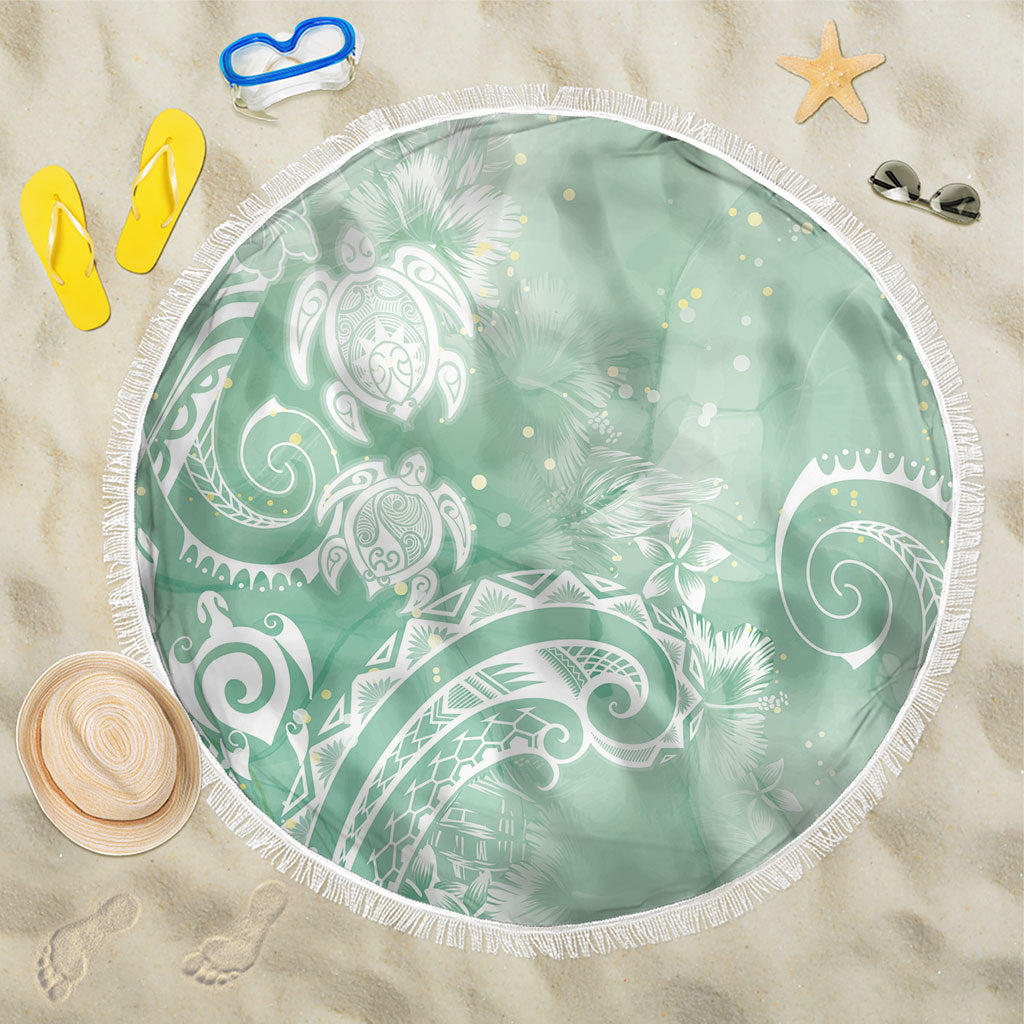 Aloha Hawaii Turtles Floral Beach Blanket Seafoam Marbles Glaze LT7 One Size 150cm Seafoam - Polynesian Pride
