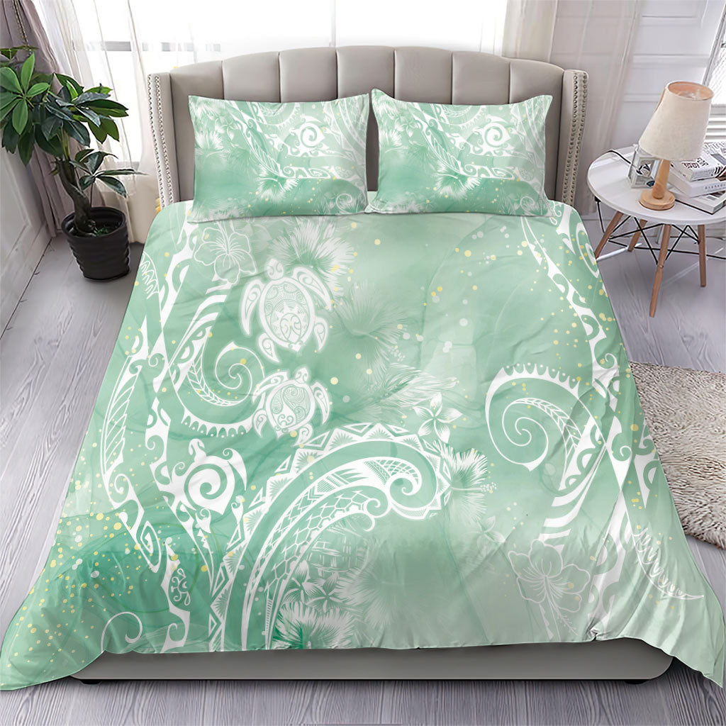 Aloha Hawaii Turtles Floral Bedding Set Seafoam Marbles Glaze LT7 - Polynesian Pride