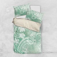 Aloha Hawaii Turtles Floral Bedding Set Seafoam Marbles Glaze LT7 US Twin 172cm x 218cm Seafoam - Polynesian Pride