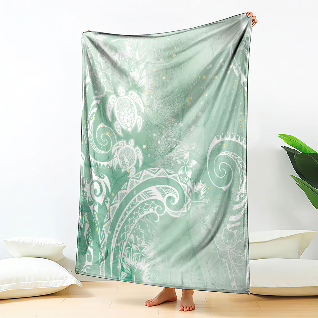 Aloha Hawaii Turtles Floral Blanket Seafoam Marbles Glaze