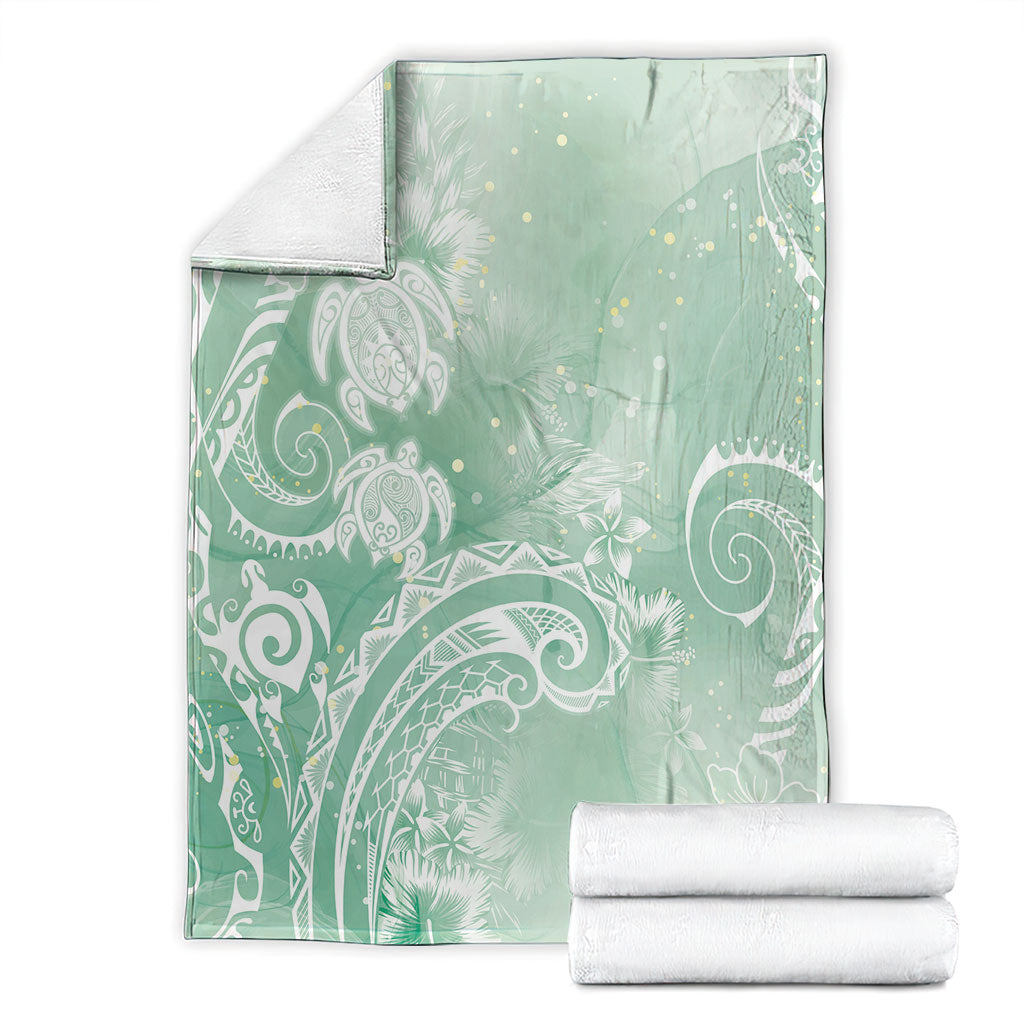 Aloha Hawaii Turtles Floral Blanket Seafoam Marbles Glaze