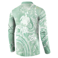 Aloha Hawaii Turtles Floral Button Sweatshirt Seafoam Marbles Glaze LT7 - Polynesian Pride