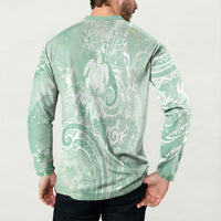Aloha Hawaii Turtles Floral Button Sweatshirt Seafoam Marbles Glaze LT7 - Polynesian Pride
