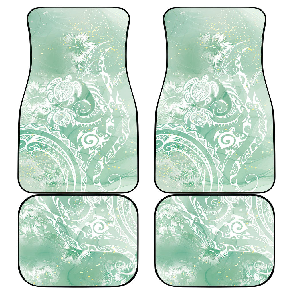 Aloha Hawaii Turtles Floral Car Mats Seafoam Marbles Glaze