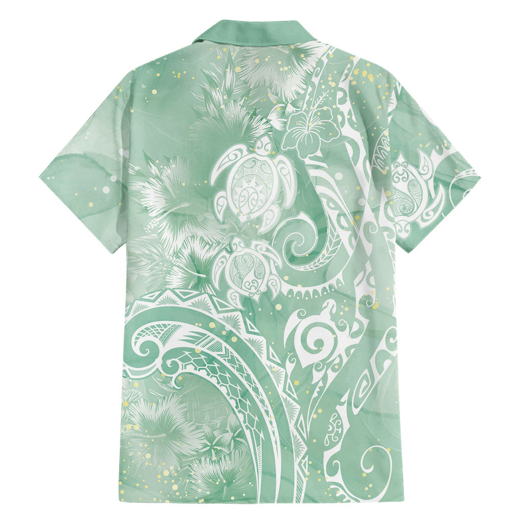 Aloha Hawaii Turtles Floral Family Matching Mermaid Dress and Hawaiian Shirt Seafoam Marbles Glaze