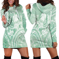 Aloha Hawaii Turtles Floral Hoodie Dress Seafoam Marbles Glaze