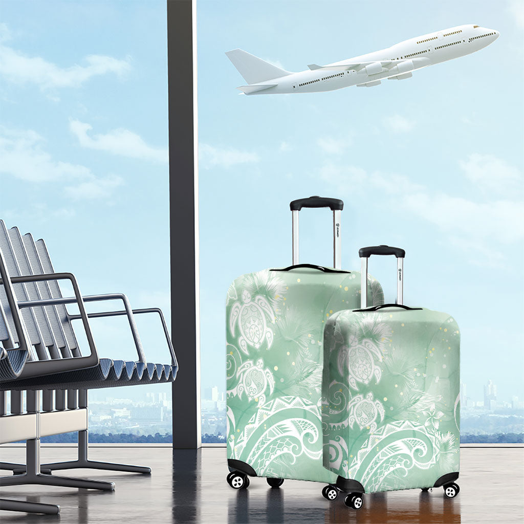 Aloha Hawaii Turtles Floral Luggage Cover Seafoam Marbles Glaze