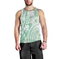 Aloha Hawaii Turtles Floral Men Tank Top Seafoam Marbles Glaze