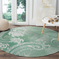 Aloha Hawaii Turtles Floral Round Carpet Seafoam Marbles Glaze