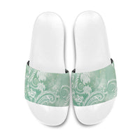Aloha Hawaii Turtles Floral Slide Sandals Seafoam Marbles Glaze