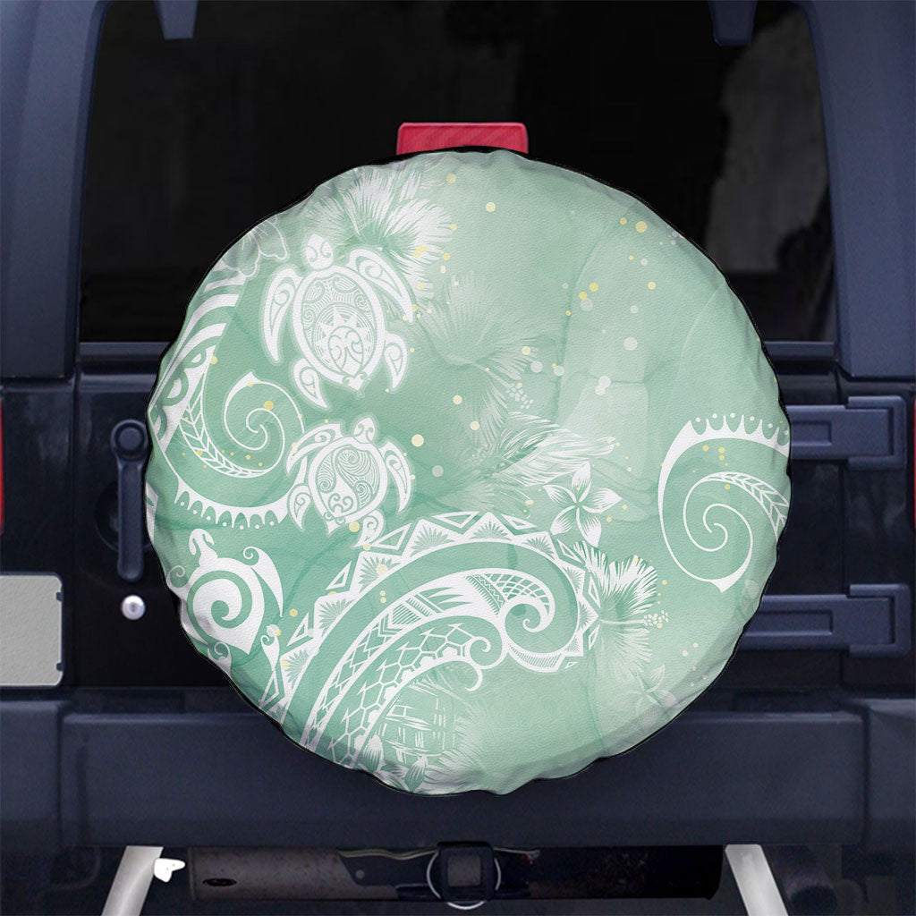 Aloha Hawaii Turtles Floral Spare Tire Cover Seafoam Marbles Glaze