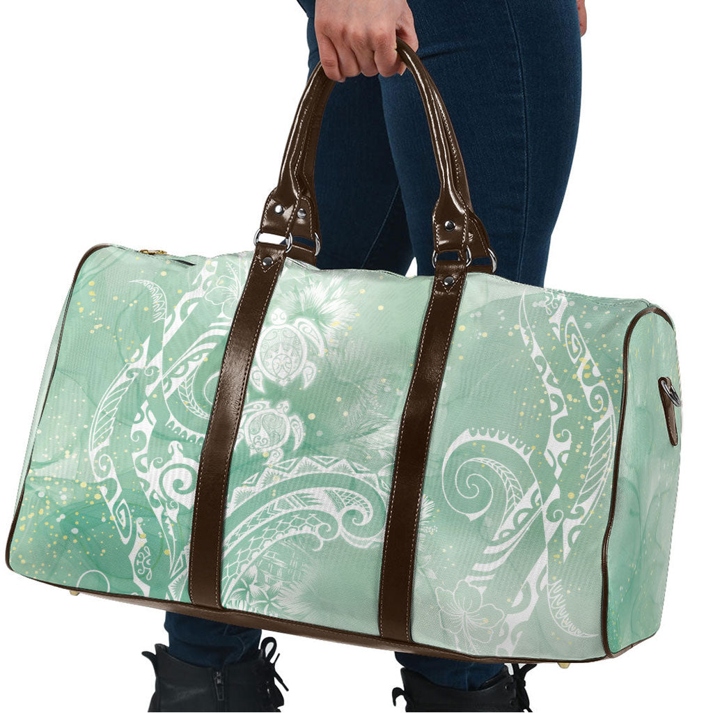 Aloha Hawaii Turtles Floral Travel Bag Seafoam Marbles Glaze