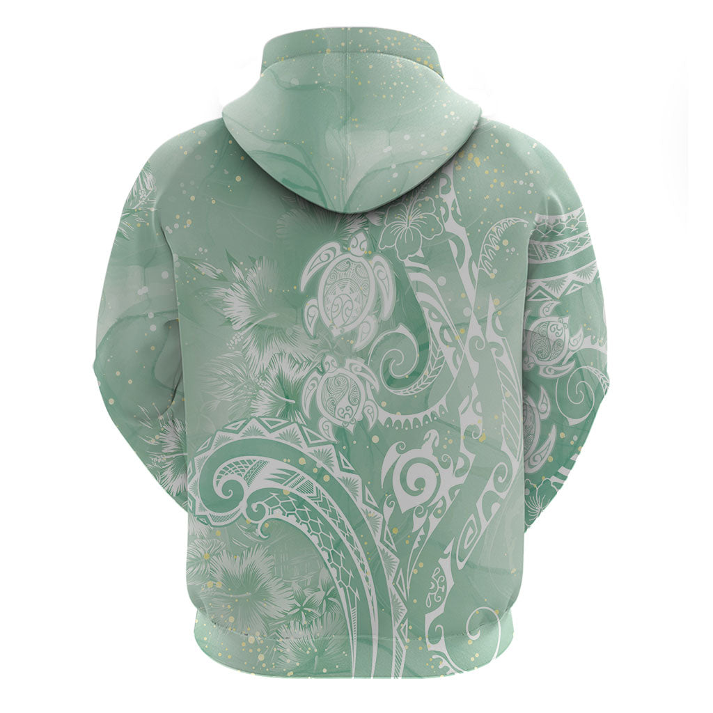 Aloha Hawaii Turtles Floral Zip Hoodie Seafoam Marbles Glaze