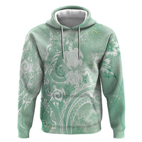 Aloha Hawaii Turtles Floral Zip Hoodie Seafoam Marbles Glaze
