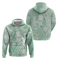 Aloha Hawaii Turtles Floral Zip Hoodie Seafoam Marbles Glaze