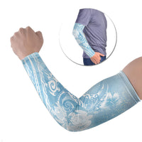 Aloha Hawaii Turtles Floral Arm Sleeves Aqua Marbles Glaze