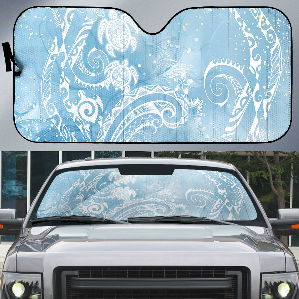Aloha Hawaii Turtles Floral Auto Sun Shade Aqua Marbles Glaze