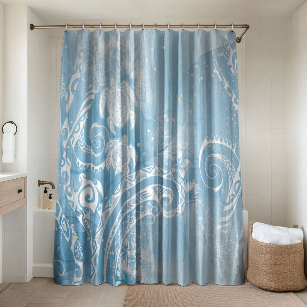 Aloha Hawaii Turtles Floral Bathroom Set Aqua Marbles Glaze LT7 Shower Curtain Only Aqua - Polynesian Pride