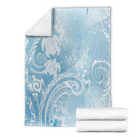 Aloha Hawaii Turtles Floral Blanket Aqua Marbles Glaze
